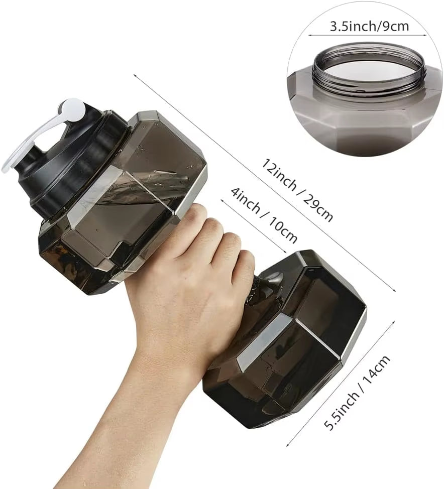 2600Ml High Capacity Plastic Dumbbell Shaped Portable Water Bottle Creative Fitness Dumbbells Hammer Sport Cup Water Bottles