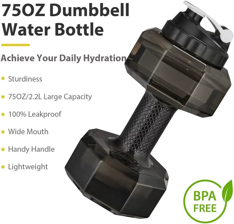 2600Ml High Capacity Plastic Dumbbell Shaped Portable Water Bottle Creative Fitness Dumbbells Hammer Sport Cup Water Bottles